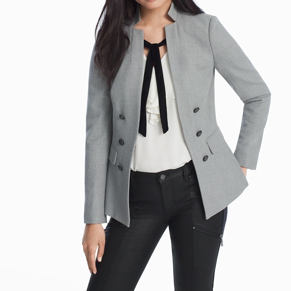 Grey White House Black Market Suit Jacket